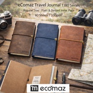 ECOMAZ PU LEATHER TRAVEL JOURNAL NOTEBOOK PLAIN/DOT 80S 100G/ECOMAZ PU KULIT DIARI PERJALANAN NOTEBO