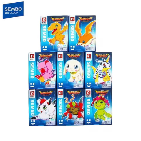 SEMBO Digimon Building Blocks Anime Agumon Gabumon Gabumon Palmon Small Particle Assembled Toys Mode