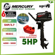 Mercury 5MH 5HP 2 Stroke Petrol Boat Fishing Engine Outboard c/w Qiuksilver Fuel Tank &amp; Fuel Hose (Made In Japan)