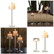 FE Tall Glass  HolderClear Tealight  Stand for Table Centerpiece Long Stem Candlestick Wedding Party