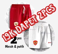 CELANA KOLOR PENDEK SPORT MERAH PUTIH ANAK - ANAK & DEWASA SUPER JUMBO