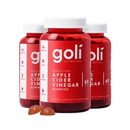 Goli Apple Cider Vinegar Gummy Vitamins - 180 Count - Vitamins B9 & B12, Gelatin-Free, Gluten-Free,