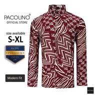 Pacolino Men Premium Batik Long Sleeve Modern Fit - Red Colour 22624-PBK0200-C