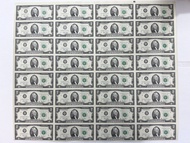 罕有珍藏 美金 2美元 USD $2 32連體鈔 全板 未切割 鈔票