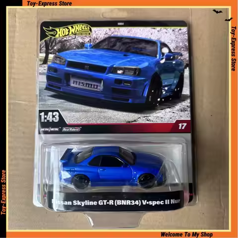 Hot Wheels Premium 1:43 2024 Hotwheels Toys Car Model Nissan Skyline GT-R (BNR34) Collectible Boys K