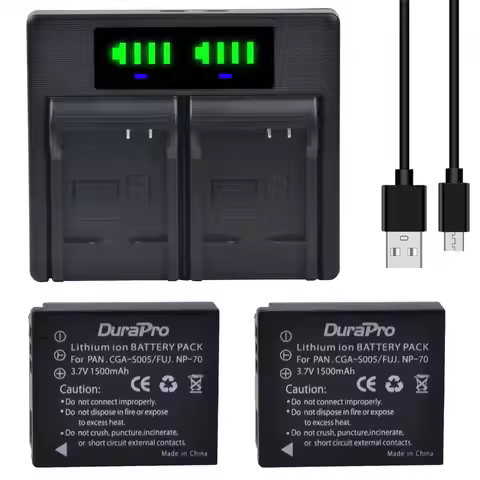 DuraPro CGA-S005 CGA S005 Battery+LED Dual Charger for Panasonic Lumix DMC-LX1 LX2 LX3 FX3 FX8 FX9 F