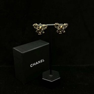 CHANEL 23V皮穿練蝴蝶結耳釘 98新配件盒子