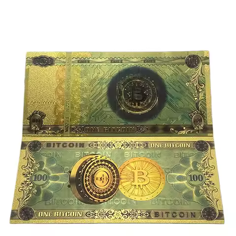 1-10pcs Nice Color Foil One Bitcoin Dogecoin And One Hundred Bitcoin Banknote BTC Bills Banknotes Wi