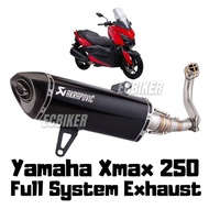 Yamaha Xmax 250 Full System Exhaust Stainless Steel with Real Carbon Fiber End Cap Light Weight Exha