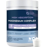 NATURE TARGET Magnesium Powder Supplement with Glycinate, Citrate, Malate, Magnesium Complex with L-