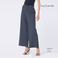 Guy Laroche Slack RE-LOOP PLC Recycled wide leg กางเกงทำงาน เอวสูง ขากว้าง ขอบเอวใส่ยาง สีกรมท่า GBB