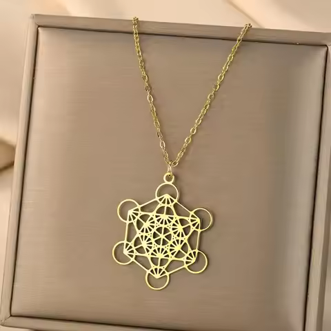 Seal Of Archangel Metatron Pendant Necklace Stainless Steel Sacred Geometry Hexagram Amulet Jewelry