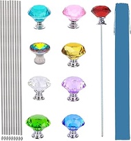Pack of 9 DIY Fairy Garden Beaded Stakes Wands Kit Stainless Steel Stakes with Diamend Toppers (13 i