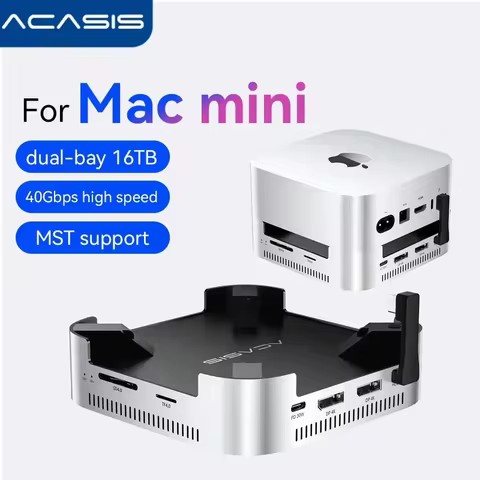 Acasis 40Gbps Compatible With Thunderbolt 4/USB4 Enclosure for Mac Mini M4/M4 Pro|Dual M.2 NVMe SSD 