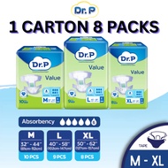 DR.P VALUE LEVEL 6 ADULT DIAPERS M10/ L9/ XL8 (8 PACKS)