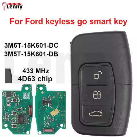 Lenny 3M5T-15K601-DC/DB 433MHz 4D63chip Car Smart Key For Ford Key Fusion Focus Fiesta Kuga Mk7 Esca