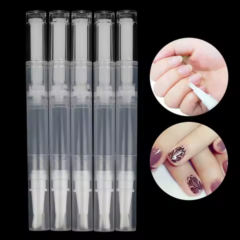 5Pcs Oil Empty Pen Bottle With Brush Nail Nutrition Applicator Nail Tools 3ML