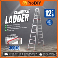 12 Step ladderman Commercial ladder Foldable Aluminium Ladder Foldable MultiPurpose Tangga Lipat Hea