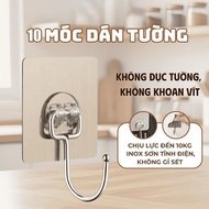 COMBO of 10 Heavy-Duty Wall Hooks 304 Stainless Steel Strong 3M Adhesive Can Bear Load Up to 10kg -L