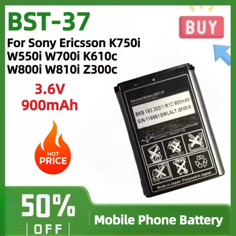 High Capacity BST-37 3.6V 900mAh Replacement Battery for Sony Ericsson K750i W550i W700i K610c W800i