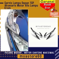 Garnis Lampu Depan TGP Aksesoris Motor Alis Lampu Krom Abu Beat FI Esp