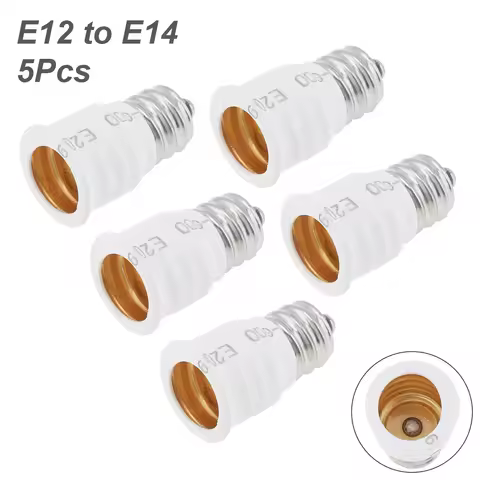 5pcs E12 to E14 Light Socket Adapter Converter LED Light Holder Lamp Bulb Adapter Sockets Changer Li