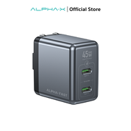 อะแดปเตอร์ ALPHA-X ALC-GAN45W fast charge 45W ปลั๊กไฟ 2 ขา หัวชาร์จเร็ว ปลั๊กพับได้ ประกัน 16 เดือน