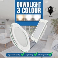 PROMOTION sirim 4''/6'' 3 colour extra bright Led downlight glass recessed led panel light square ro