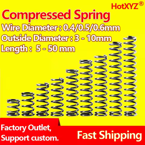 HotXYZ 65Mn Cylidrical Coil Compression Spring Y Type Return Pressure Compressed Small Spring Steel 