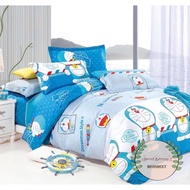 4in1 Single/Super Single Size Vintage Doraemon in Blue Bedsheet With Comforter Set