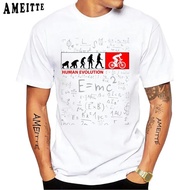 Human Evolution Bicycle Equation Classic T-Shirt For Men Short Sleeves Hip Hop Style Casual Suitable