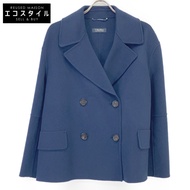 S. max Mara 24190410316 Cucito Amano 雙排扣短版大衣，海軍藍，42 碼 [二手]