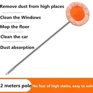Round Orange Extendable Microfiber Dust Sunflower Mop Ceiling Mop Rotating Head Removable Cloth Mop Lantai