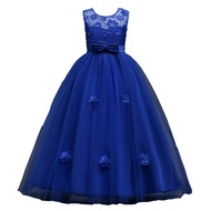 Royal Blue European and American Hot selling Children's Flower Dress Lace Sleeveless Flower Girl Pri