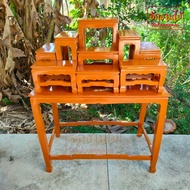 ฮักงานไม้ โต๊ะหมู่บูชาไม้สัก หมู่ 9 หน้า 6 100*53*สูง130 ซม.(ความสูงเฉพาะฐาน 80 ซม.) **รวมฐาน** (ไม