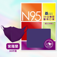 藍鷹牌 - 3D 成人立體型醫用N95口罩(30枚入) - 紫羅蘭色