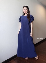 Maxi Dress b228ชุดเดรสยาว ชุดพลีท ชุดเดรสยืดเนื้อผ้าอัดพลีท ชุดเดรสใส่ออกงาน ชุดเดรสสีพื้น ชุดใส่ทำง