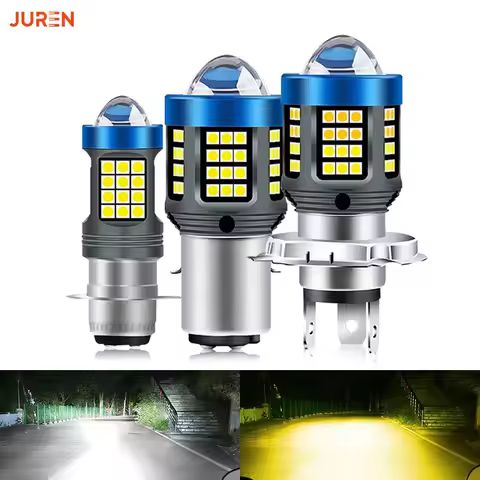 1pcs White and Yellow Dual Color H4 BA20D P15D Headlight Bulb with Lens light for Motorcycle Scooter