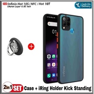 case infinix hot 10s / nfc / 10t soft hard casing and cover &amp; iring - biru hot 10s nfc