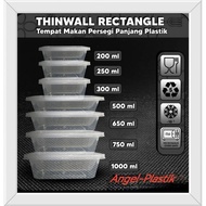 THINWALL DM 200ML 250ML 300ML CONTENTS 25 PCS THINWALL RECTANGULAR PLASTIC LUNCH BOX THIN WALL FOOD 
