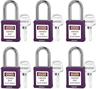 Industrial Lockout Tagout Locks,Purple Safety Padlock Sets,1 Different Key Per Loto Locks,6-Pins Bra