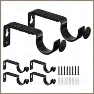 Nevʚ ɞ 4 8pcs Durable Curtain Rod Holder Adjustable Hang Curtain Rod Holder Metal Rod Support Bracket for Wall Side Moun