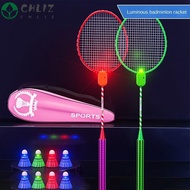 CHLIZ Badminton Racket Set, Single And Double Racket With Light Luminous Badminton Racket, Portable Ultra-Light Badminton Set Sports