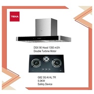 Teka DSX 90 Hood with Double Turbine Motor (1350m3/h) + Hob G82 3G AI AL TR with Free Gift