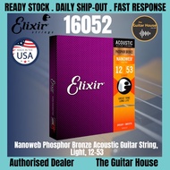 Elixir 16052 Nanoweb Phosphor Bronze Acoustic guitar string, Light, 12-53
