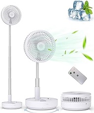 Primevolve Portable Oscillating Standing Fan,Rechargeable Battery Operated USB Floor Table Desk Fan with Remote, 4 Speed Settings Pedestal Fans for Bedroom Office Camping Fishing Travel White 7.7"