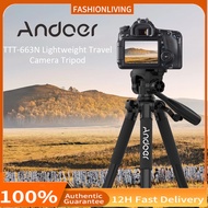 Andoer TTT-663N 57.5" Lightweight Aluminum Tripod 3KG Load with Phone Clamp 2 Quick Plates Carry Bag