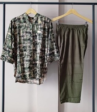 SET WANITA MOTIF KOTAK CELANA POLOS BAHAN RAYON TWILL TERBARU / ONESET BAJU KEMEJA PEREMPUAN DEWASA 