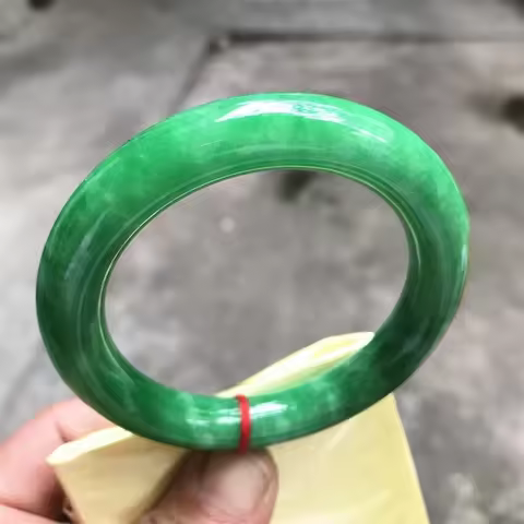 56mm Burma Natural Green Jadeite Jade Bracelet Emerald Jade Bracelet Bangle