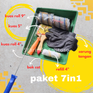 Paket bak 7in1 kuas roll 9inch kuas roll 4inch kuas 5inch bak cat anti pecah refill sarung tangan ra